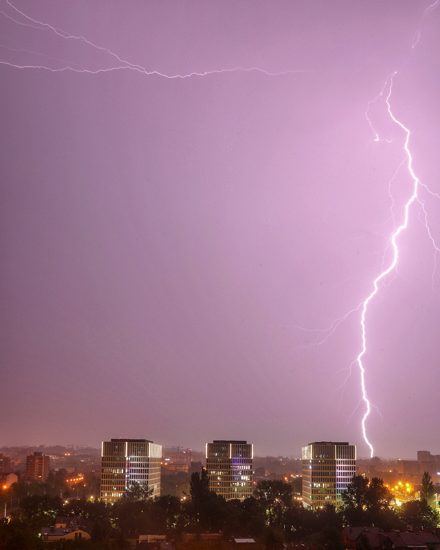 Lightning storm over the city